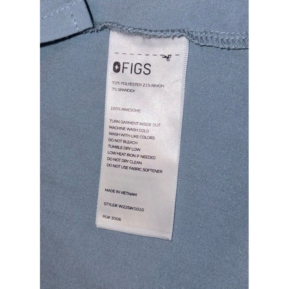 FIGS Black Inala Slim Scrub Top Mandarin Collar 3 Pocket XXL 2XL Dusty Blue - Picture 8 of 8